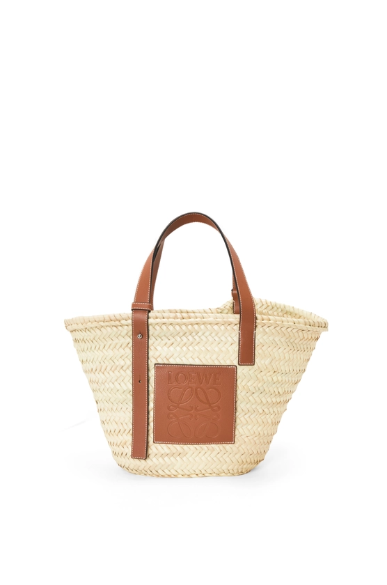 Basket bag in palm leaf and calfskin Natural/Tan - LOEWE