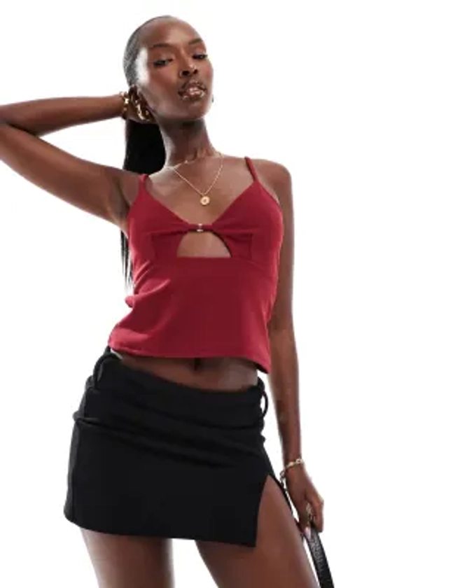 ASOS DESIGN bust cup cami top in burgundy | ASOS