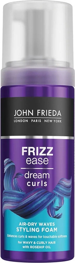 John Frieda Frizz Ease Dream Curls Air Dry Waves Styling Foam 150ml, Wave and Curl Enhancer, Lightweight Anti-Frizz Styling Foam