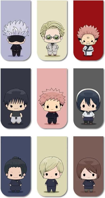 Anime Bookmarks Chibi - Set of 8 Magnetic Bookmarks | Best Gift for Readers, Book Enthusiast & Fans | Fridge Magnets (Jujutsu Kaisen Chibi) : Amazon.in: Office Products