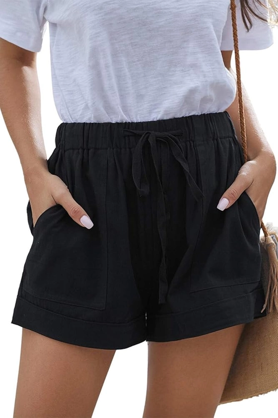 YOCUR Womens Lightweight Shorts Casual Baggy Trendy Short Pants Elastic Waist Drawstring Comfy Shorts