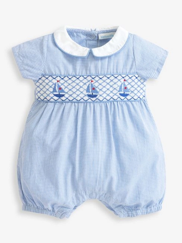 Buy Blue Nautical Smock Romper from the JoJo Maman Bébé UK online shop