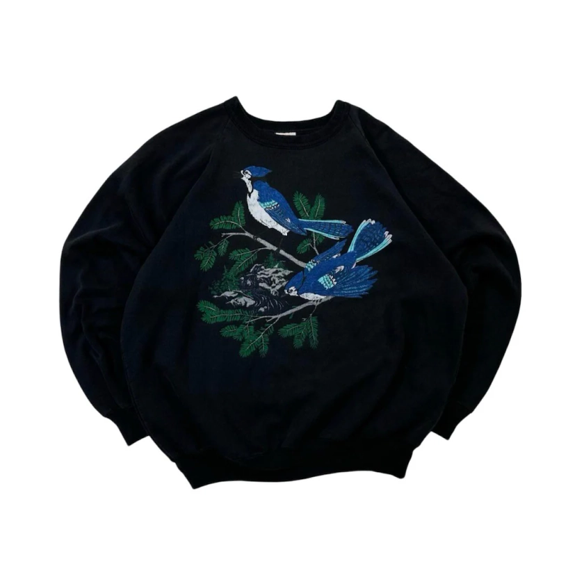 Vintage 90s Nature Blue Jays Graphic Sweater