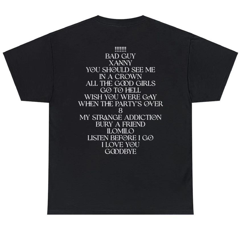 Billie Eilish - When We All Fall Asleep, Where Do We Go? T-shirt, Billie Eilish Concert & Tour Merch, Billie Eilish gift unisex shirt
