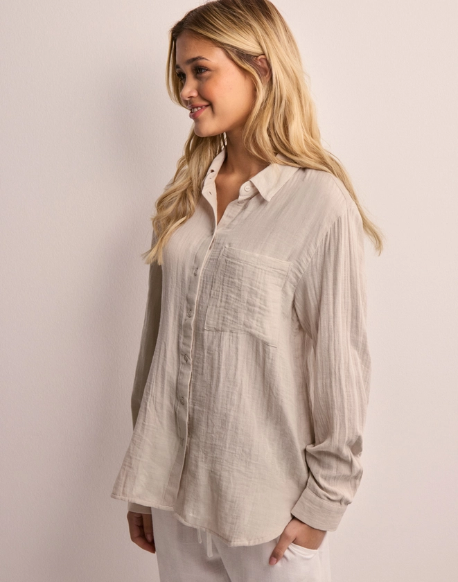 Buy Pieces PCMASTINA LS RELAXED SHIRT - Silver Gray | Nelly.com