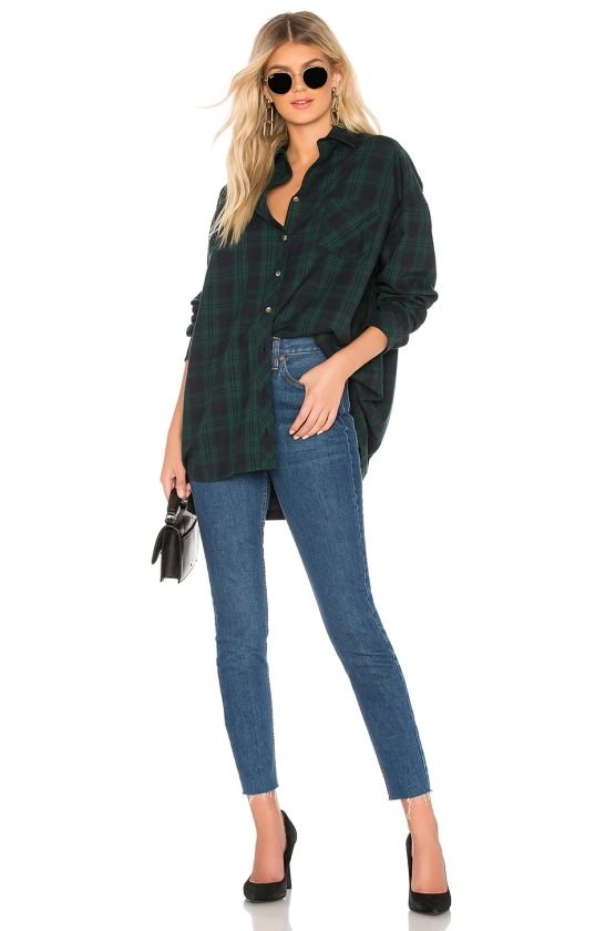 superdown Audriana Oversized Flannel Top in Green | REVOLVE