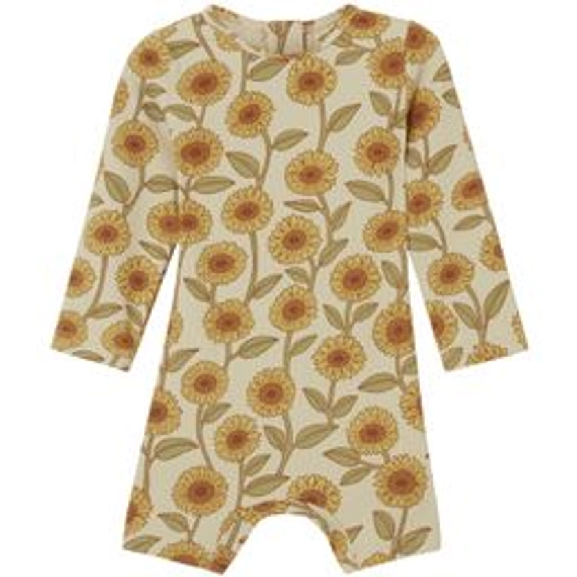 Billie Printed One-piece Rashguard Swimsuit With Sunflowers Cream