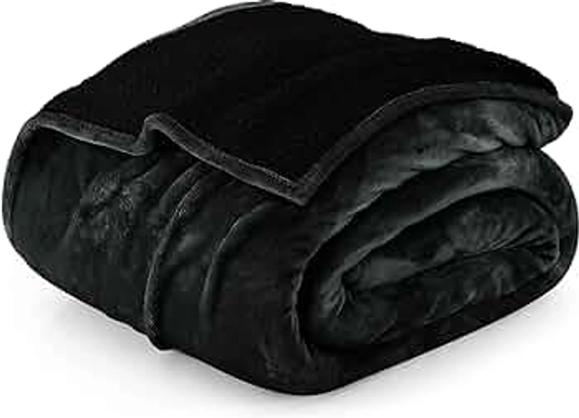 Utopia Bedding Sherpa Blanket Queen Size [Black, 90x90 Inches] - 480GSM Thick Warm Plush Fleece Reversible Blanket for Bed, Sofa, Couch, Camping and Travel