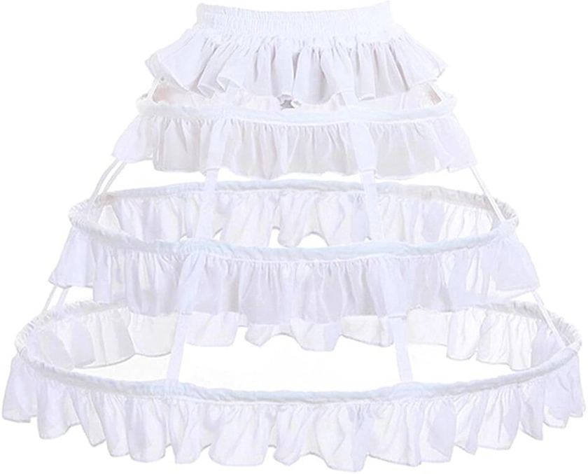 Happystory Underskirt Hoop Bustle Skirt Petticoat Crinoline for Lolita Victorian Gothic Dress (White 3) at Amazon Women’s Clothing store