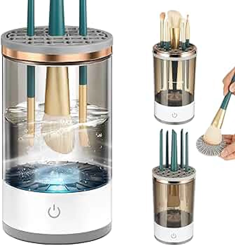 Makeup Brush Cleaner, Electric Makeup Brush Cleaner Machine, Automatic Spinning Cosmetic Brush Cleaner Fit for All Size Makeup Brush, Great Gift for Women Girls