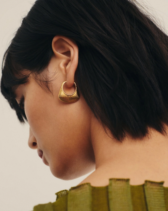 Hera Ridge Hoop Earrings | 18ct Gold Plated Earrings