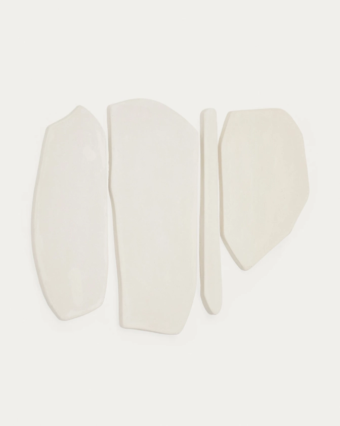Ensemble de 4 panneaux muraux Siluna en papier mâché blanc | Kave Home