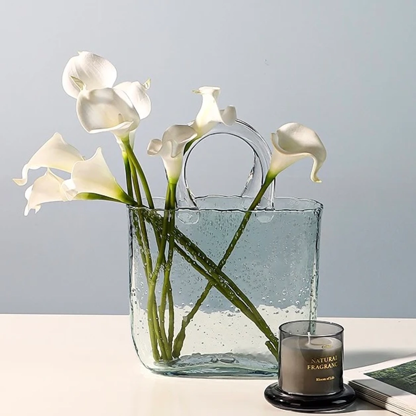 Cute Nordic Style Shopping Bag Glass Vase Decor