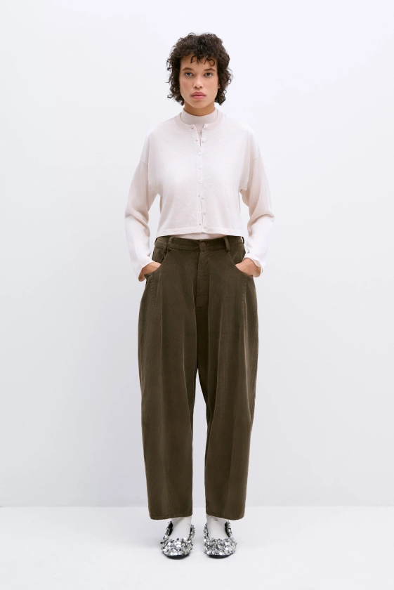 Corduroy Baggy Pants Moss Cordera