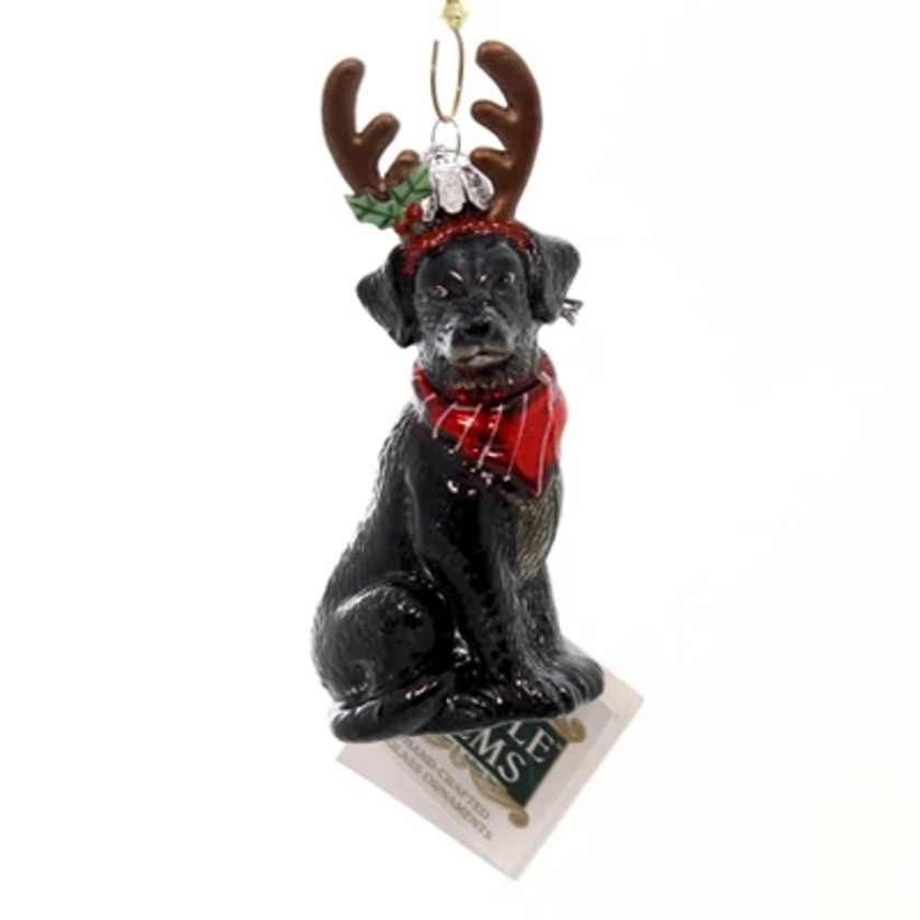 KURT ADLER 4.0 Inch Dog With Antlers Ornament Christmas Puppy Tree Ornaments