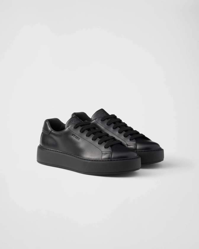 Sneakers En Cuir Noir | PRADA