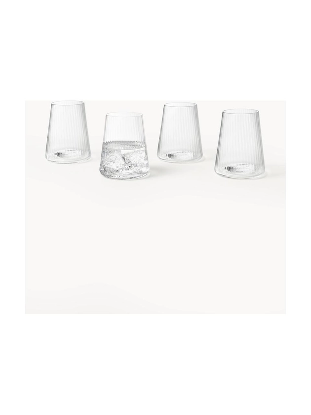 Verres à eau artisanaux en verre strié Cami, 4 pièces