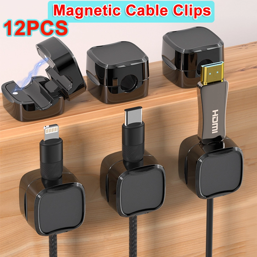 12PCS Magnetic Cable Management Clips Phone Electric Charging Cord Holder Hot