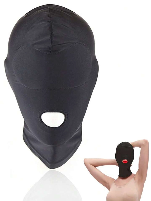 Hooded Mask Stretchy Black Breathable Face Mask Cosplay Costume Unisex Headwear - Blindfold Headpiece For Couples Love Games Bondage Mask