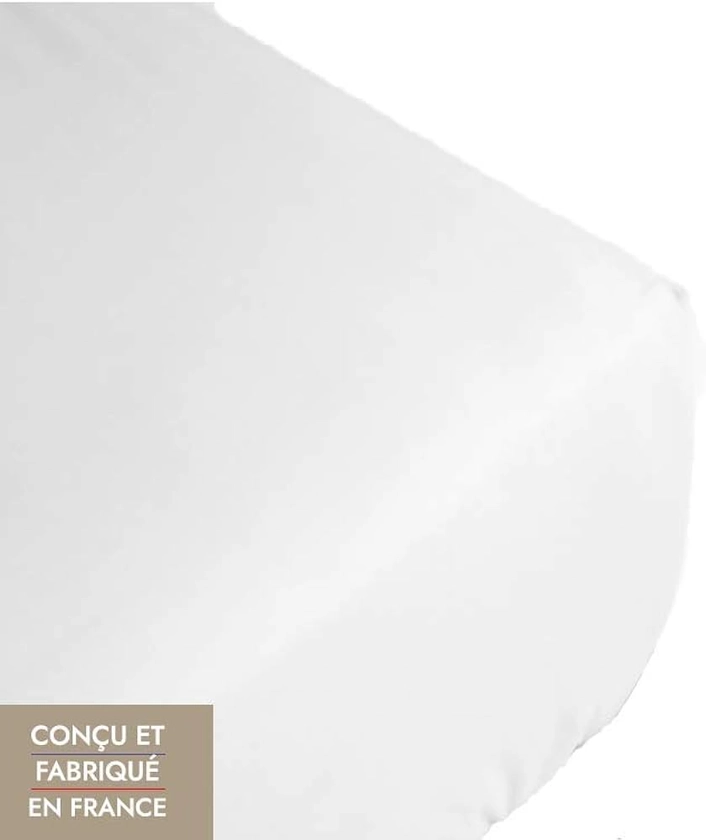 Baptiste Blanc - Drap Housse 160x200 cm | Bonnet 40 cm | 100% Coton Blanc | Qualité Supérieur 4 Coins Extensible, Respirant et Doux spécial Matelas épais