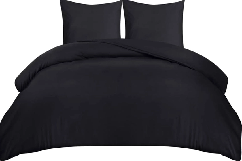 Utopia Bedding Housse de Couette avec Taies d'oreiller - Parure de Lit 2 Personnes avec Fermeture Éclair - Sets de Housse Couette en Microfibre (240x260cm + 2 x Taies Oreiller 65x65cm, Noir)