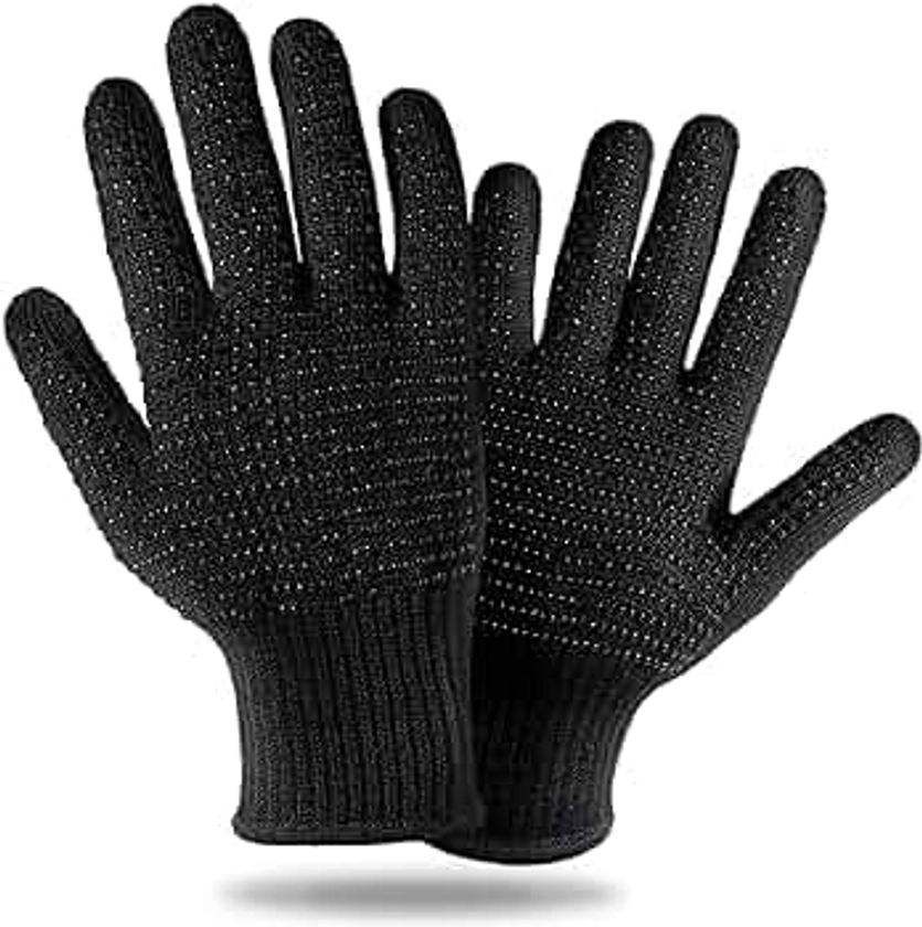 Teenitor Heat Resistant Glove With Silicone Bumps For Hair Iron Tool, Professional Heat Gloves For Heat Press, Heat Protectant Gloves For Hair Styling, Sublimation Gloves Heat Resistant Black