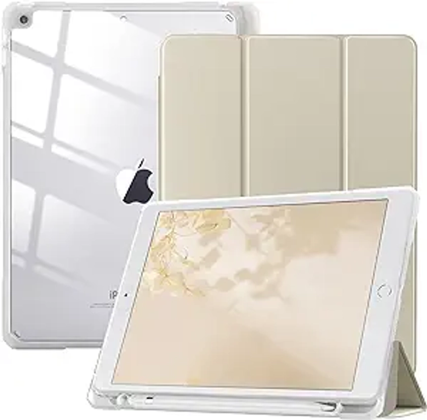 TiMOVO for iPad 9th Generation Case 2021, 10.2 inch iPad Case with Pencil Holder, Smart Stand Protective Clear Case Cover for iPad Case 9th/8th/7th (2021/2020/2019), Champagne Gold