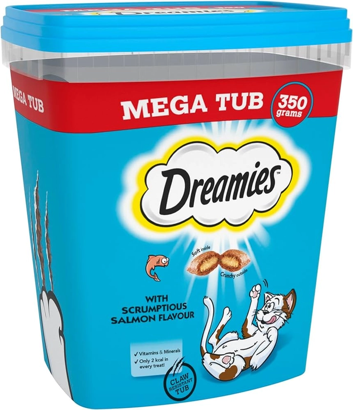 Dreamies Cat Treats, Tasty Snacks with Delicious Salmon Flavour, Pack of 2 (2 x 350 g) : Amazon.co.uk: Pet Supplies