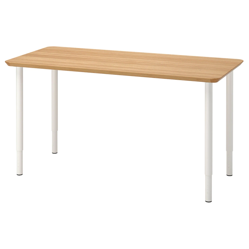 ANFALLARE / OLOV bureau, bambou/blanc, 140x65 cm - IKEA