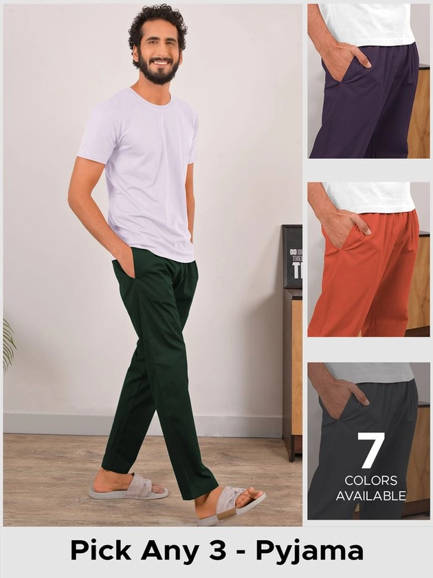 Pick Any 3 - Plain Mens Pyjama Combo