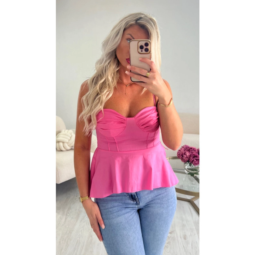 Top corset rose coton