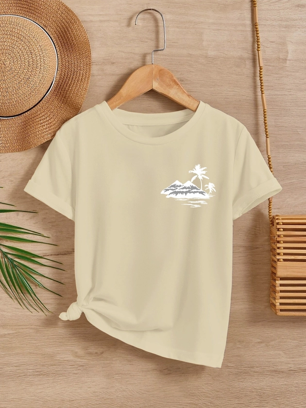 Toddler Girls Coconut Tree Graphic T-Shirt Casual Round Neck Tees Top Kids Summer Clothes