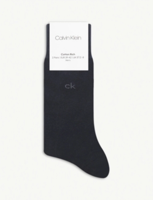 Logo-embroidered cotton-blend socks pack of two