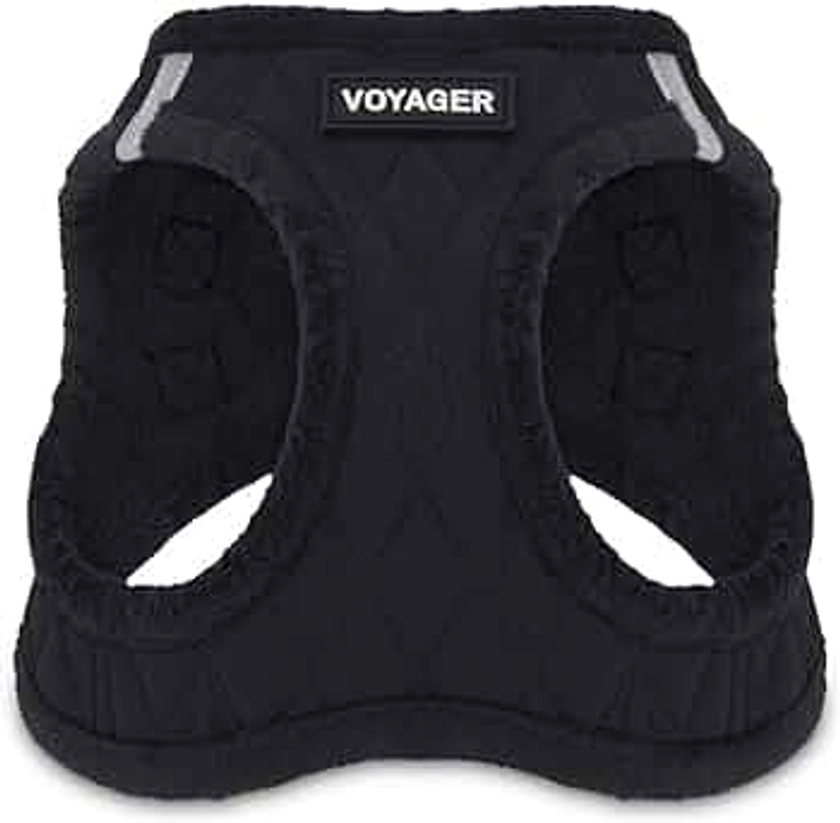 Voyager Step-In Plush Dog Harness – Soft Plush, Step In Vest Harness for Small and Medium Dogs by Best Pet Supplies - Harness (Black Plush), M (Chest: 16 - 18")