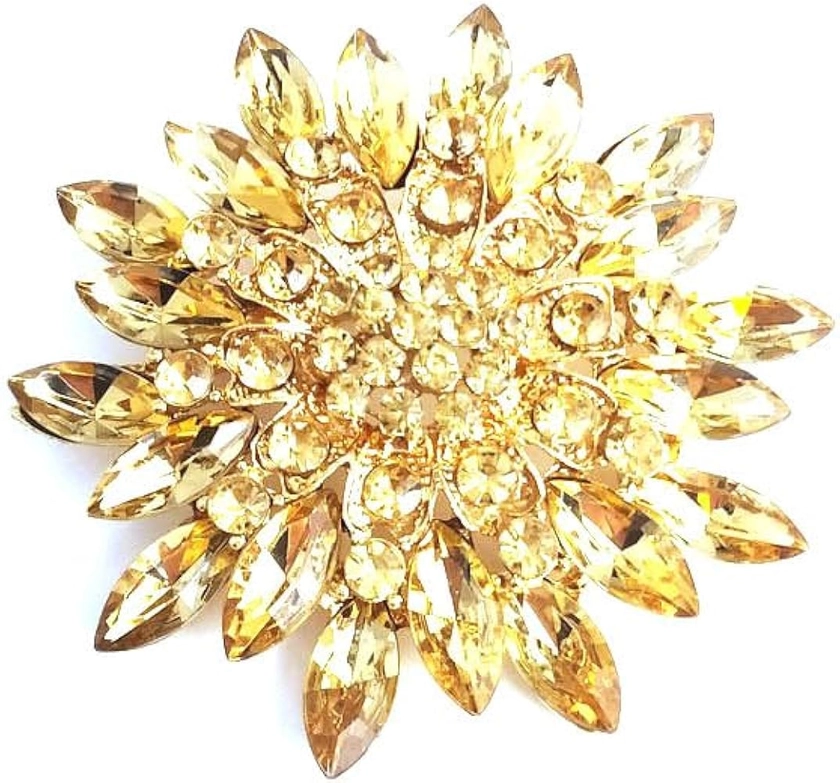 Crystal Rhinestone Sunflower Brooch Pin Elegant Flower Brooch Stylish Brooch Hat Bag Clothing Accessories Jewerly for Women Teen