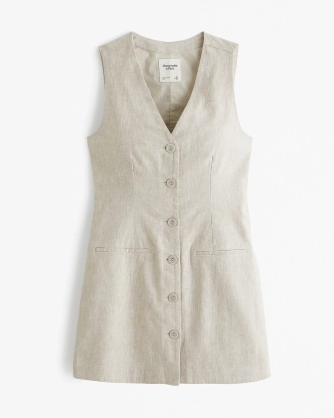 Women's The A&F Mara Linen-Blend Vest Mini Dress | Women's Clearance | Abercrombie.com
