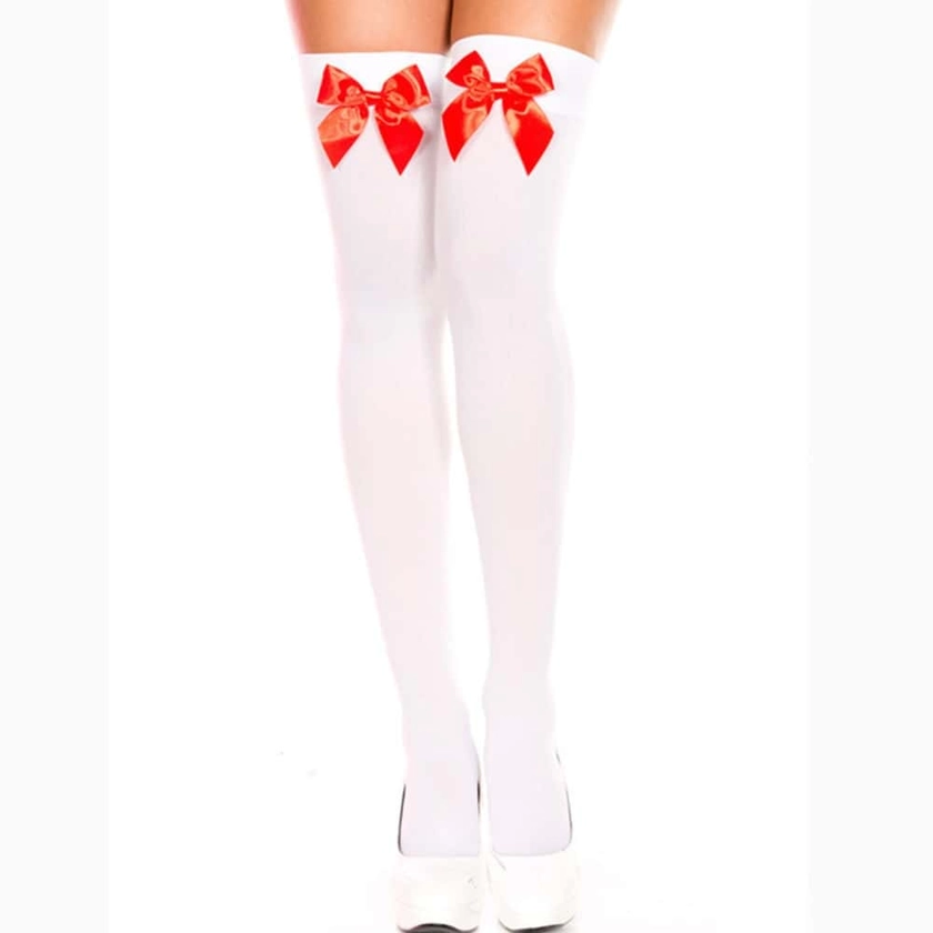 1pair Ladies' Butterfly Bow Decor 80d Over Knee Tights, Suitable For Daily Wear, Work, Street Party And Clubbing