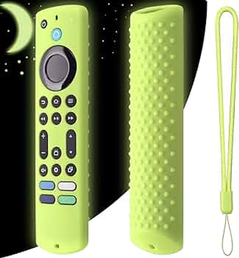 Silicone Remote case for 2023 Fire TV Stick 4K Max 2nd/Fir TV Omni Series/FireTV 4-Series Remote,Toshiba/Insignia FirTV Remote Cover with Lanyard(Glow Green)
