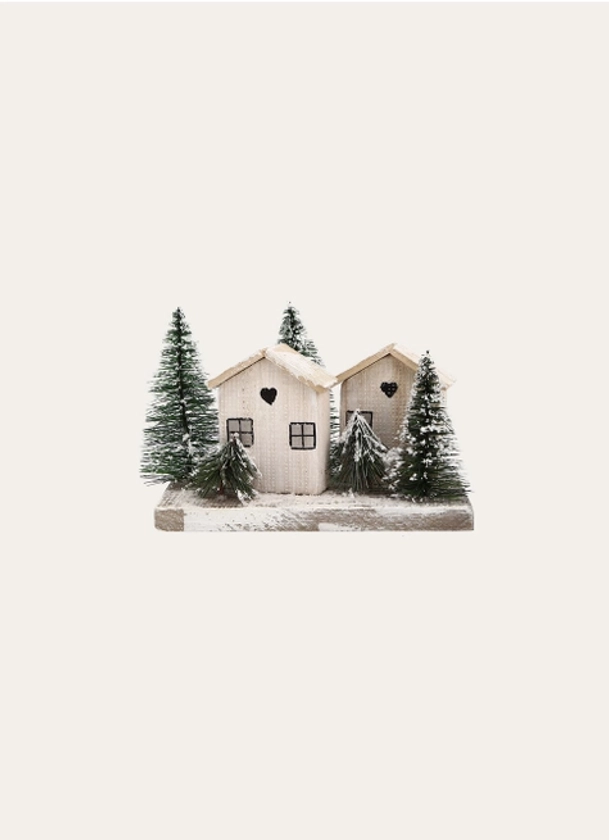 DÉCORATION DE NOËL MAISONS EN BOIS BEIGE