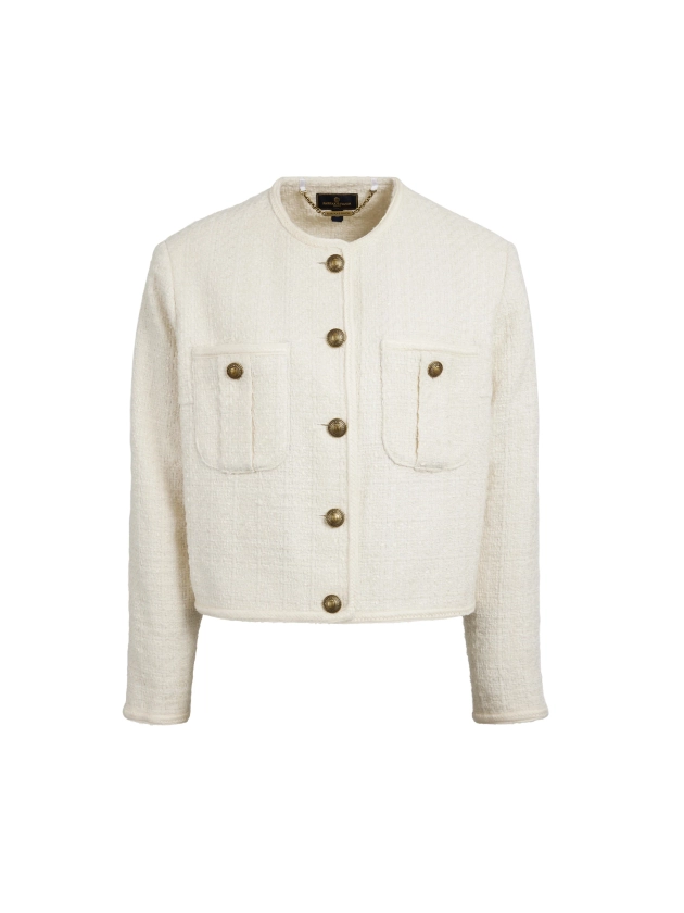 Esme - Women's Boucle Jacket - Ecru Cotton | Fairfax & Favor