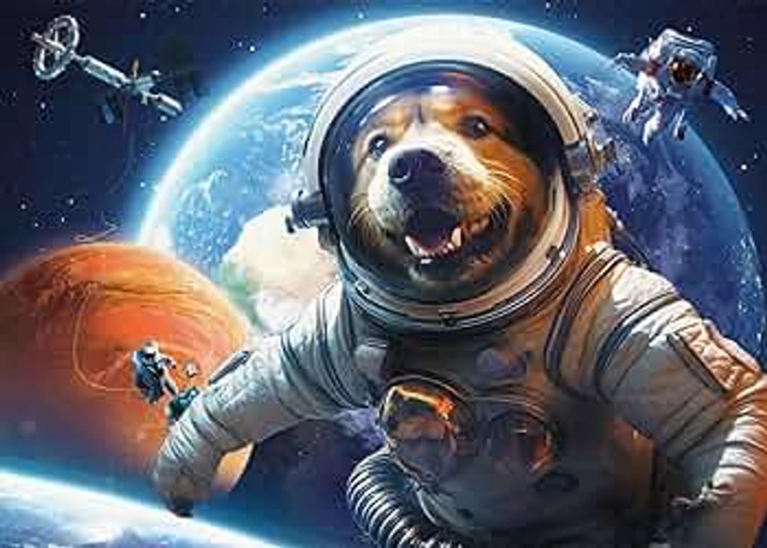 Nattork Jigsaw Puzzles 1000 Pieces for Adults, Families (Dog Astronaut) Pieces Fit Together Perfectly