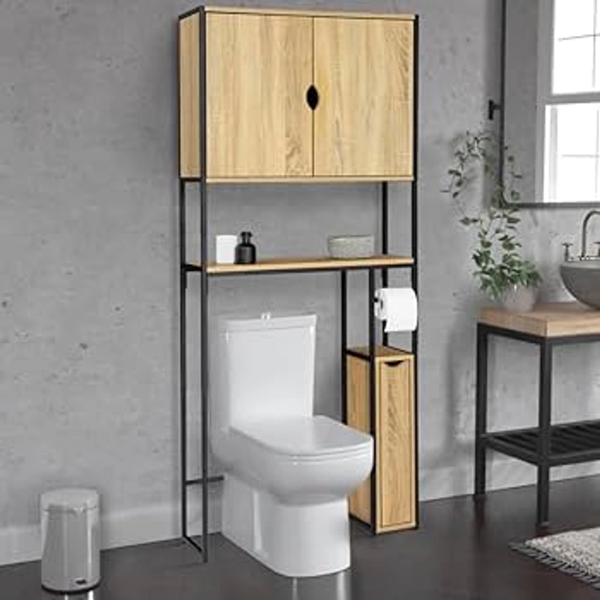 IDMarket - Meuble WC 3 en 1 avec armoires de rangement DETROIT design industriel