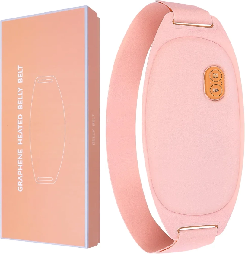 WILLONG Ceinture Lombaire Chauffante - Ceinture Regles Douloureuses, Utilisation Continue de 8 Heures, 3 Niveaux de Température et 5 Modes de Massage pour Soulager les Douleurs Menstruelles(rose)