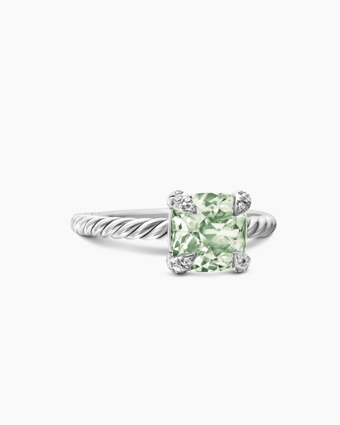 David Yurman | Chatelaine® Ring in Sterling Silver with Prasiolite and Diamonds, 8mm