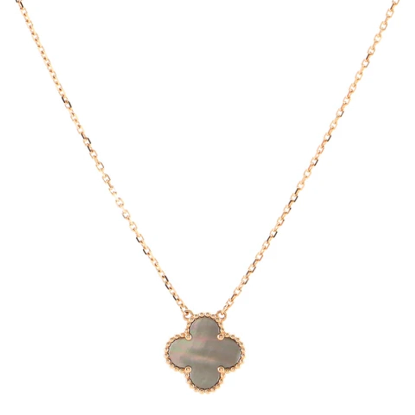 Van Cleef & Arpels Vintage Alhambra Pendant Necklace 18K Rose Gold and Grey Mother of Pearl