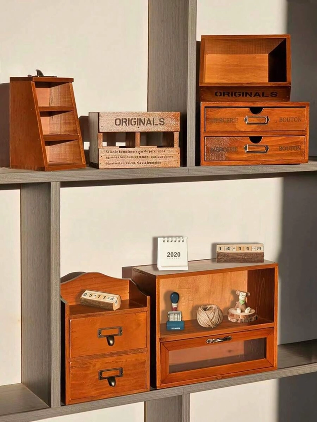 1 Stücke Vintage Holzschrank Mit Schubladen Zur Aufbewahrung Auf Dem Schreibtisch Und Zur Wohnkultur | aktuelle Trends, günstig kaufen | SHEIN Deutschland