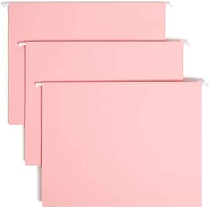 Smead Standard Hanging File Folders, 25 Count, Pink, 1/5-Cut Adjustable Tabs, Letter Size (64066)