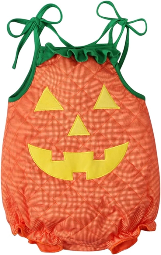 Toddler Baby Boy Girl Halloween Outfit Sleeveless Pumpkin Romper Bodysuit Cute Pumpkin Clothes