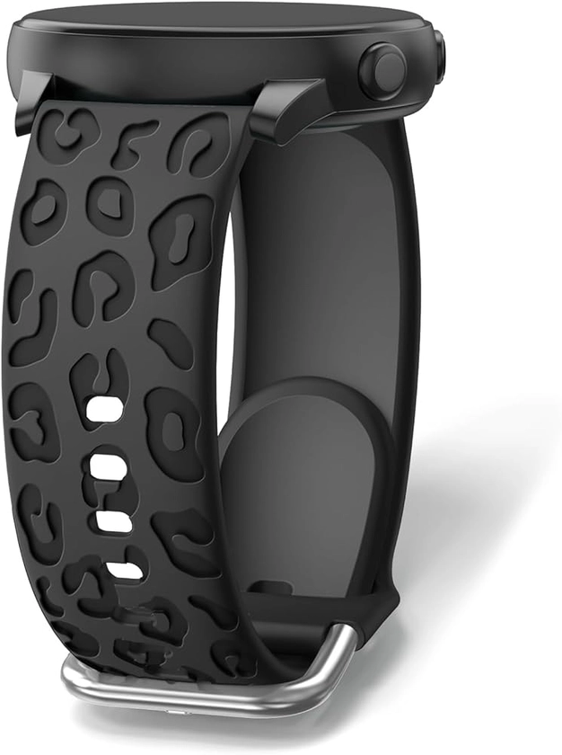 Higgs Bracelet Léopard Gravé Compatible avec Galaxy Watch 6/5/Watch 4 40mm 44mm for Femme, Samsung Galaxy Watch 5 Pro 45mm/Galaxy Active 2/Galaxy Watch 3, Bracelets Soft Silicone Sports