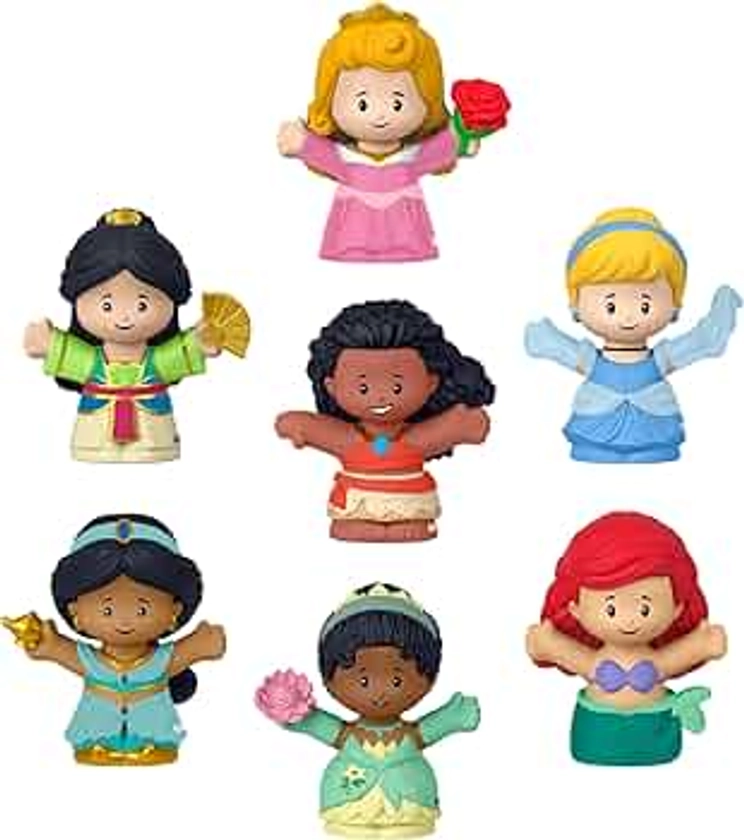 Fisher-Price Coffret Little People et Assortiment de 7 Figurines Disney Princesses pour Les Tout-Petits et Les Bambins, Jeu d’Imitation, Jouet d'Éveil, Dès 18 Mois, HJW75